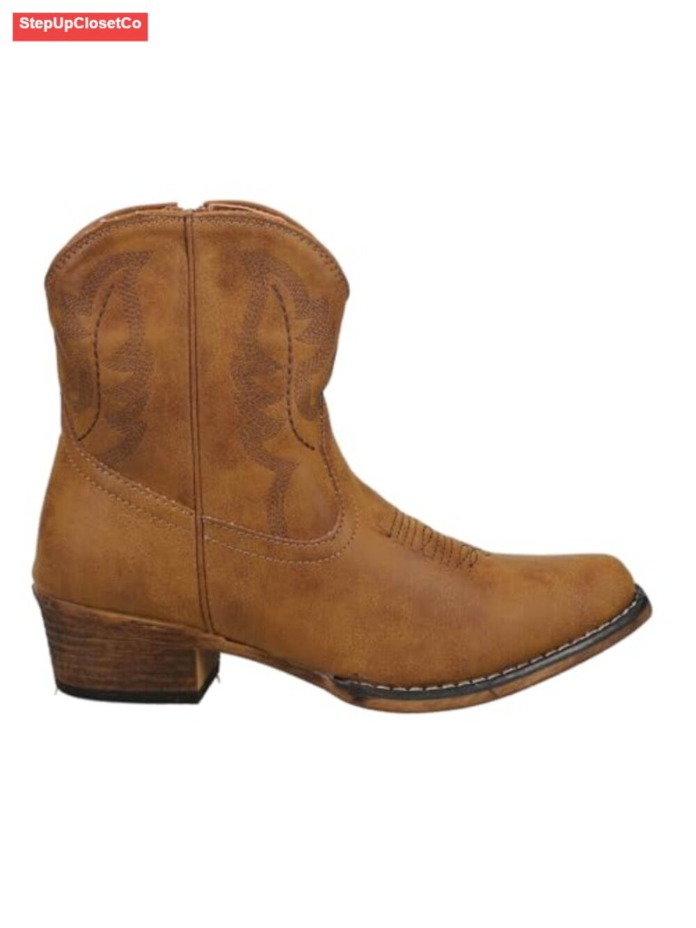 Faux Leather Pull On Ankle Boots with Side Zip